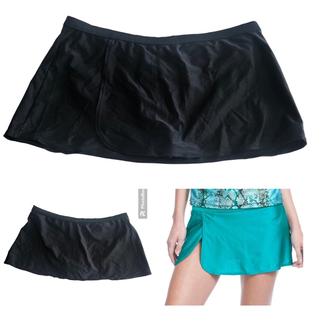 Like New Skirted Bikini Bottom w/Slit Miss America by Catalina Medium 8/10 Black